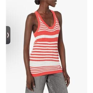 NWT Trina Turk Los Angeles Knit Ribbed Star Striped Tank Top Ribbed Sz Large